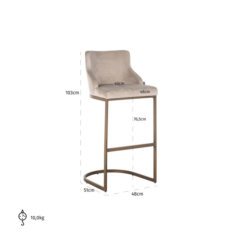 Lot de 2 tabourets de bar velours kaki doré 103 cm Bolton Richmond Interiors - 9