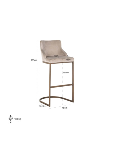 Lot de 2 tabourets de bar velours kaki doré 103 cm Bolton Richmond Interiors - 9