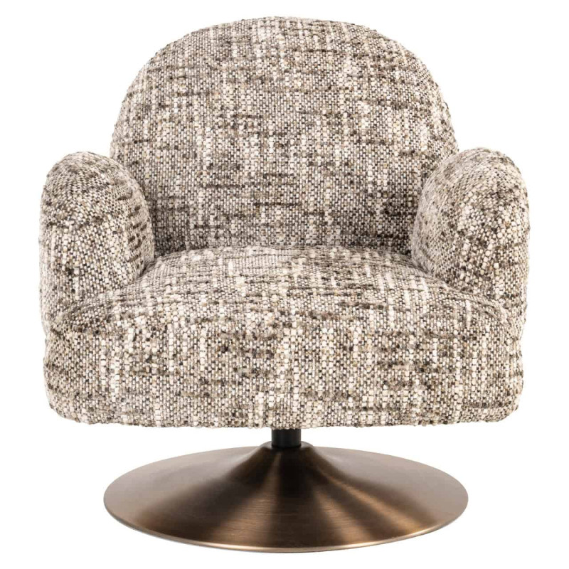 Fauteuil lounge pivotant tissu bouclé brun 77x76x77 cm Kagney Richmond Interiors - 3