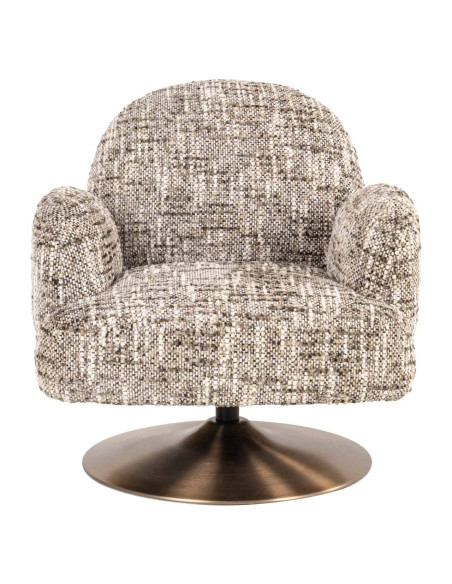 Fauteuil lounge pivotant tissu bouclé brun 77x76x77 cm Kagney Richmond Interiors - 3