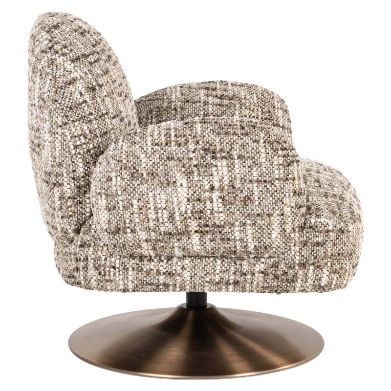 Fauteuil lounge pivotant tissu bouclé brun 77x76x77 cm Kagney Richmond Interiors - 4