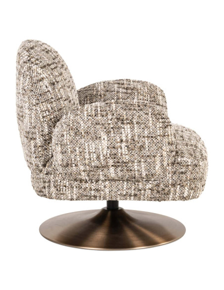 Fauteuil lounge pivotant tissu bouclé brun 77x76x77 cm Kagney Richmond Interiors - 4