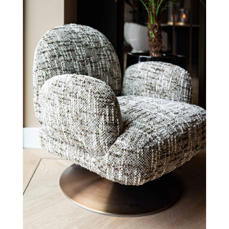 Fauteuil lounge pivotant tissu bouclé brun 77x76x77 cm Kagney Richmond Interiors - 9