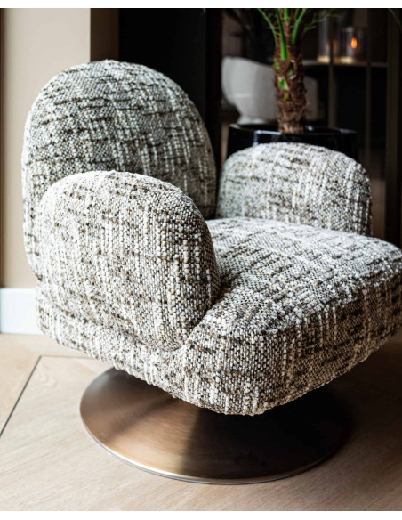 Fauteuil lounge pivotant tissu bouclé brun 77x76x77 cm Kagney Richmond Interiors - 9