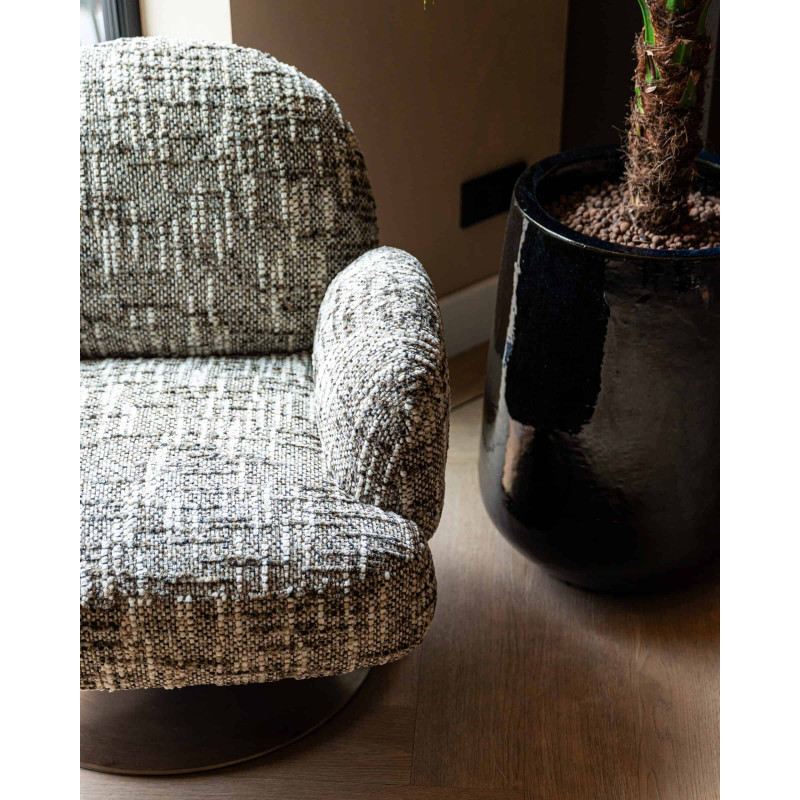 Fauteuil lounge pivotant tissu bouclé brun 77x76x77 cm Kagney Richmond Interiors - 10