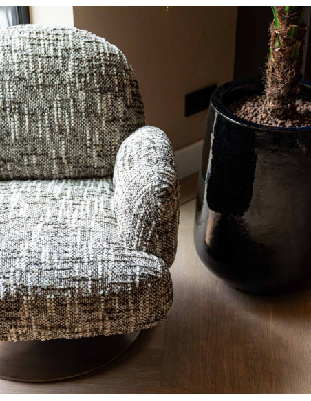 Fauteuil lounge pivotant tissu bouclé brun 77x76x77 cm Kagney Richmond Interiors - 10