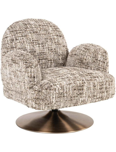 Fauteuil lounge pivotant tissu bouclé brun 77x76x77 cm Kagney Richmond Interiors - 1