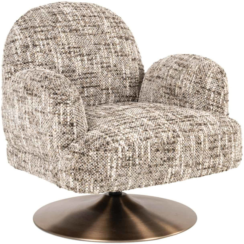 Fauteuil lounge pivotant tissu bouclé brun 77x76x77 cm Kagney Richmond Interiors - 1