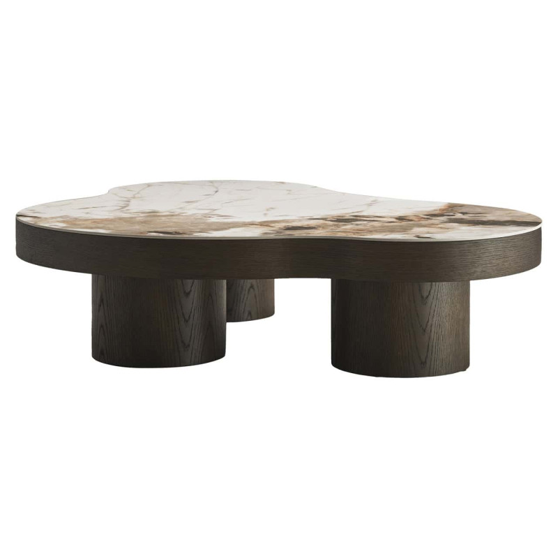 Table basse céramique effet travertin bois brun 140x100x32 cm Langford Richmond Interiors - 3