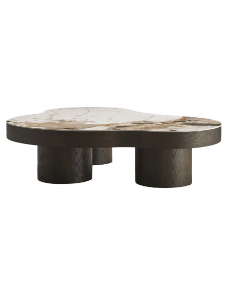 Table basse céramique effet travertin bois brun 140x100x32 cm Langford Richmond Interiors - 3