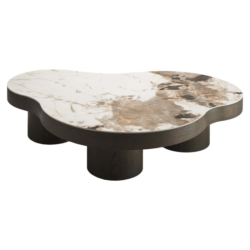 Table basse céramique effet travertin bois brun 140x100x32 cm Langford Richmond Interiors - 4