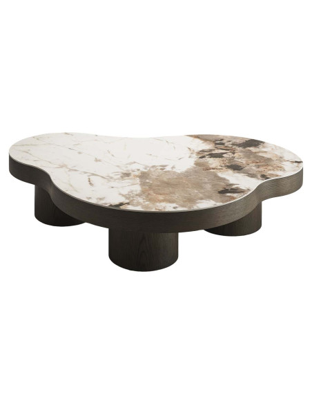 Table basse céramique effet travertin bois brun 140x100x32 cm Langford Richmond Interiors - 4
