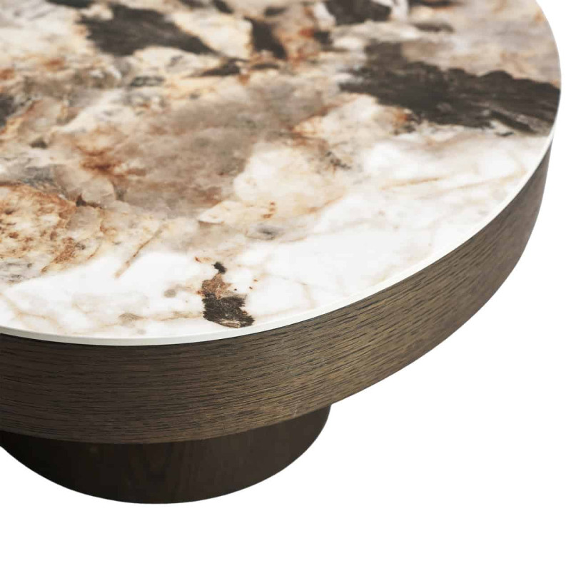 Table basse céramique effet travertin bois brun 140x100x32 cm Langford Richmond Interiors - 6