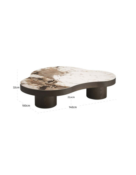 Table basse céramique effet travertin bois brun 140x100x32 cm Langford Richmond Interiors - 8