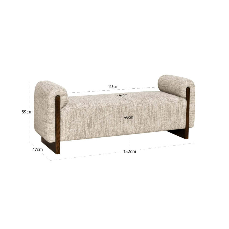 Banquette bout de lit tissu beige ignifugé 152 cm Winslov Richmond Interiors - 6