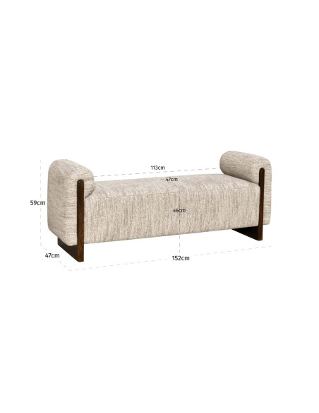Banquette bout de lit tissu beige ignifugé 152 cm Winslov Richmond Interiors - 6