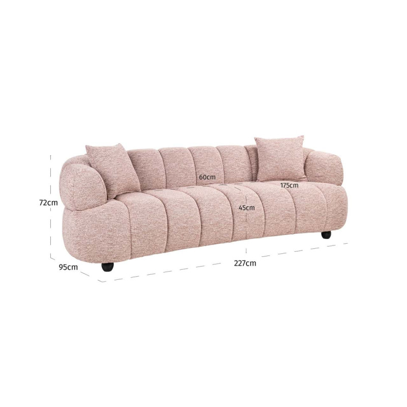 Canapé droit rose poudré microfibre 227 cm Amelia Richmond Interiors - 12