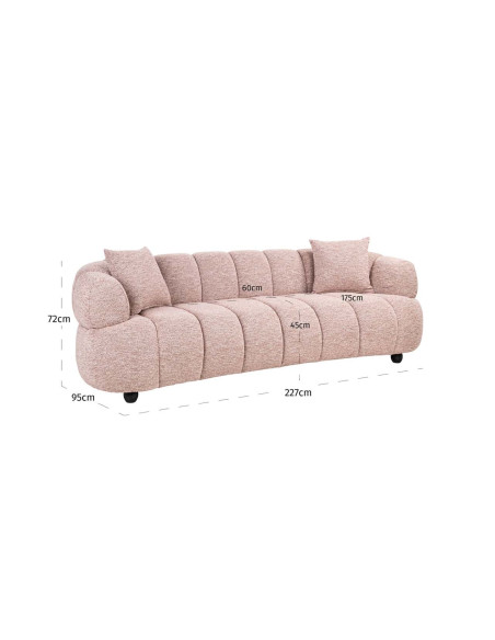Canapé droit rose poudré microfibre 227 cm Amelia Richmond Interiors - 12