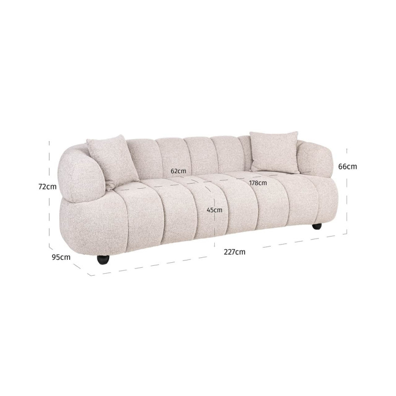 Canapé droit beige 3 places microfibre 227 cm Amelia Richmond Interiors - 10