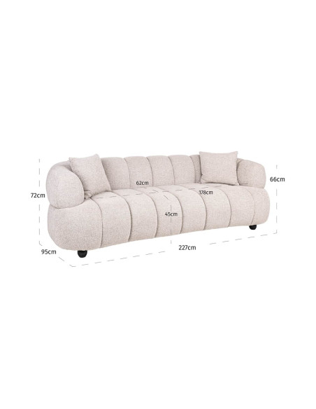 Canapé droit beige 3 places microfibre 227 cm Amelia Richmond Interiors - 10