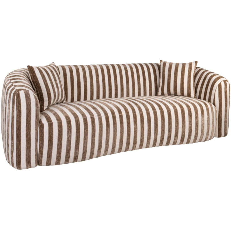 Canapé droit rayé beige et brun 3 places 229 cm Luxandra Richmond Interiors - 1