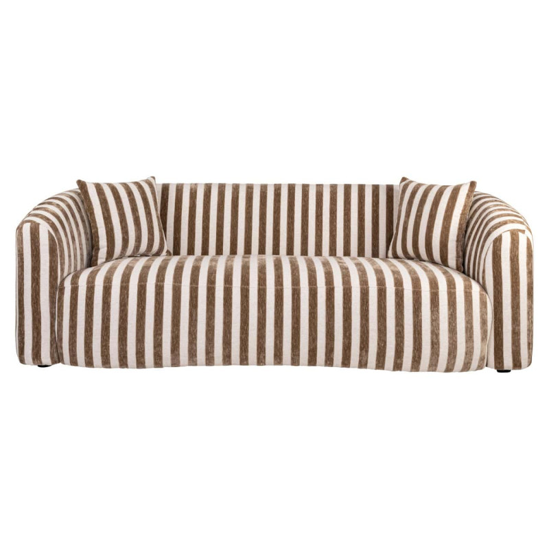 Canapé droit rayé beige et brun 3 places 229 cm Luxandra Richmond Interiors - 2