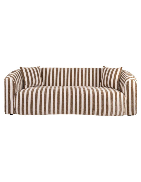 Canapé droit rayé beige et brun 3 places 229 cm Luxandra Richmond Interiors - 2