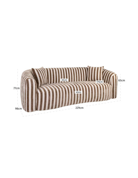 Canapé droit rayé beige et brun 3 places 229 cm Luxandra Richmond Interiors - 8