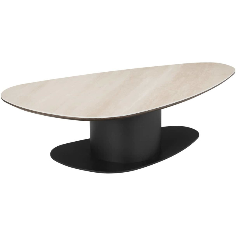 Table basse ovale effet travertin noir 140 cm Ritz Richmond Interiors - 1