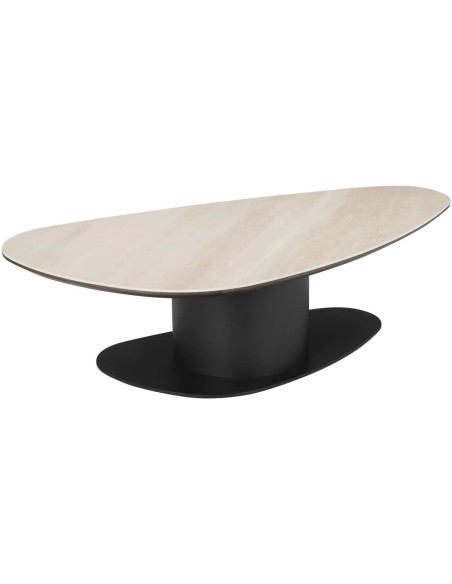 Table basse ovale effet travertin noir 140 cm Ritz Richmond Interiors - 1