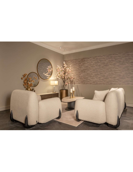 Table basse ovale effet travertin noir 140 cm Ritz Richmond Interiors - 2