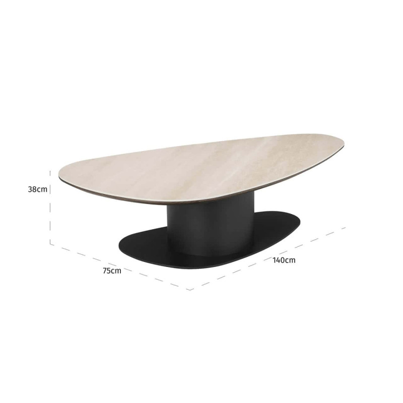 Table basse ovale effet travertin noir 140 cm Ritz Richmond Interiors - 4