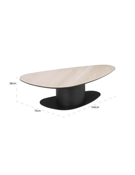 Table basse ovale effet travertin noir 140 cm Ritz Richmond Interiors - 4