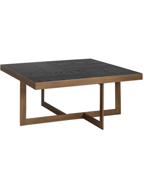 Table basse carrée bois foncé métal doré 90x90 cm Cambon Richmond Interiors - 1