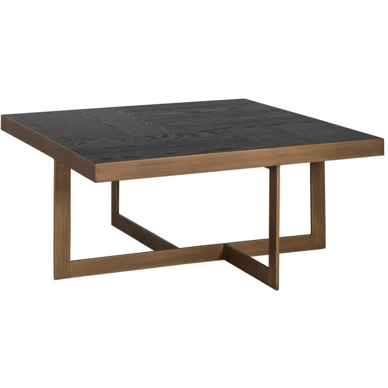 Table basse carrée bois foncé métal doré 90x90 cm Cambon Richmond Interiors - 1