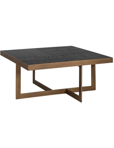 Table basse carrée bois foncé métal doré 90x90 cm Cambon Richmond Interiors - 1