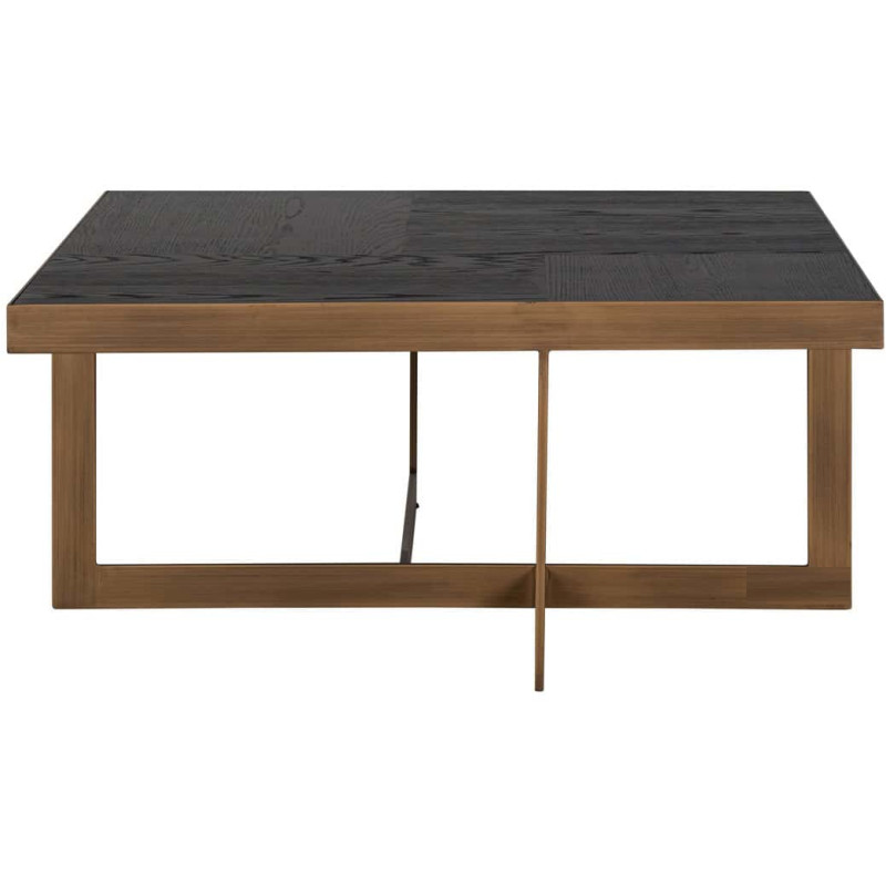 Table basse carrée bois foncé métal doré 90x90 cm Cambon Richmond Interiors - 3