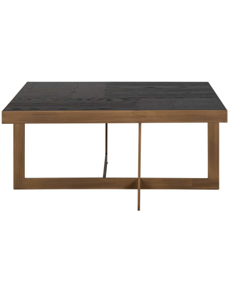 Table basse carrée bois foncé métal doré 90x90 cm Cambon Richmond Interiors - 3
