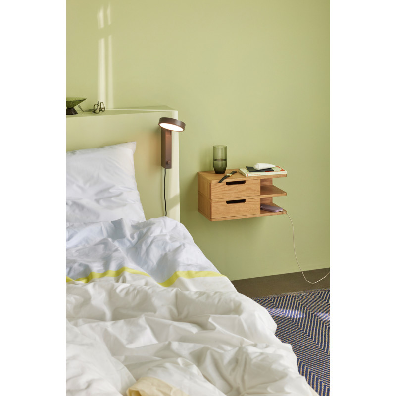 Table de chevet murale bois naturel 40x20x20 cm Open Hübsch - 2