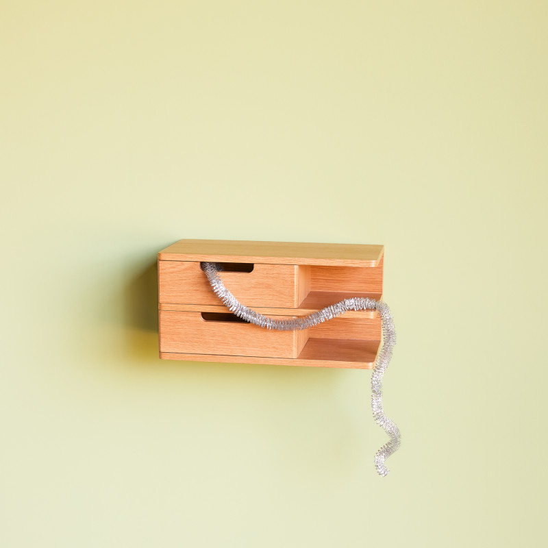 Table de chevet murale bois naturel 40x20x20 cm Open Hübsch - 7