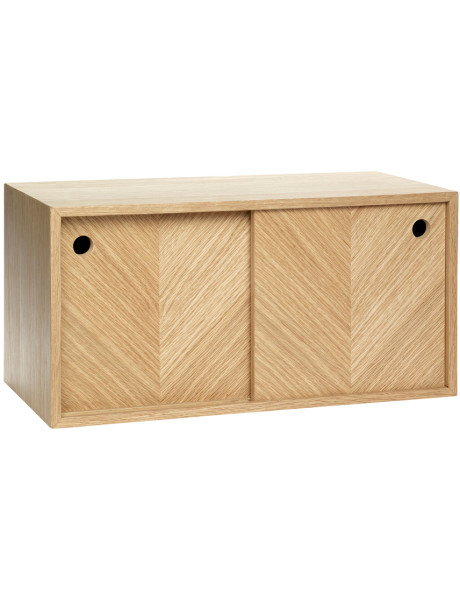 Chevet mural bois naturel portes coulissantes 40x20x20 cm Herringbone Hübsch - 1