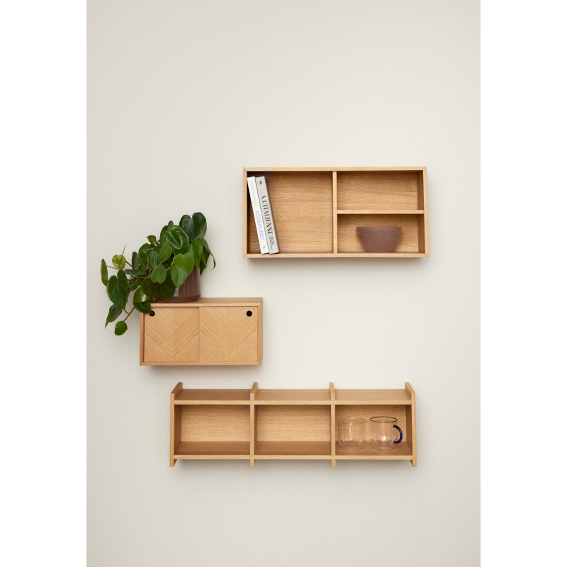 Chevet mural bois naturel portes coulissantes 40x20x20 cm Herringbone Hübsch - 7