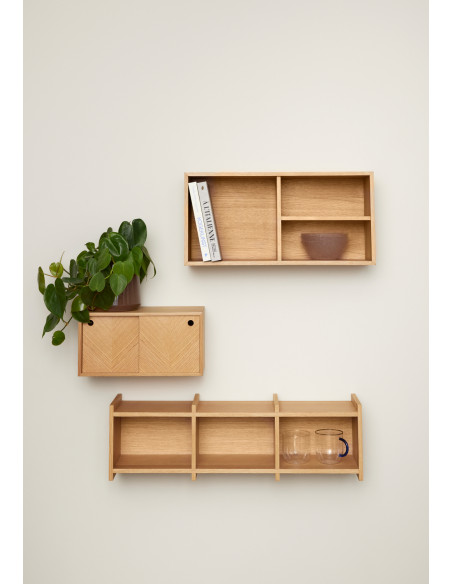 Chevet mural bois naturel portes coulissantes 40x20x20 cm Herringbone Hübsch - 7