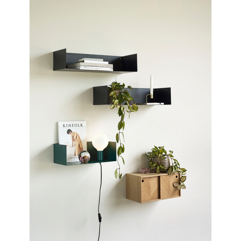 Chevet mural bois naturel portes coulissantes 40x20x20 cm Herringbone Hübsch - 6