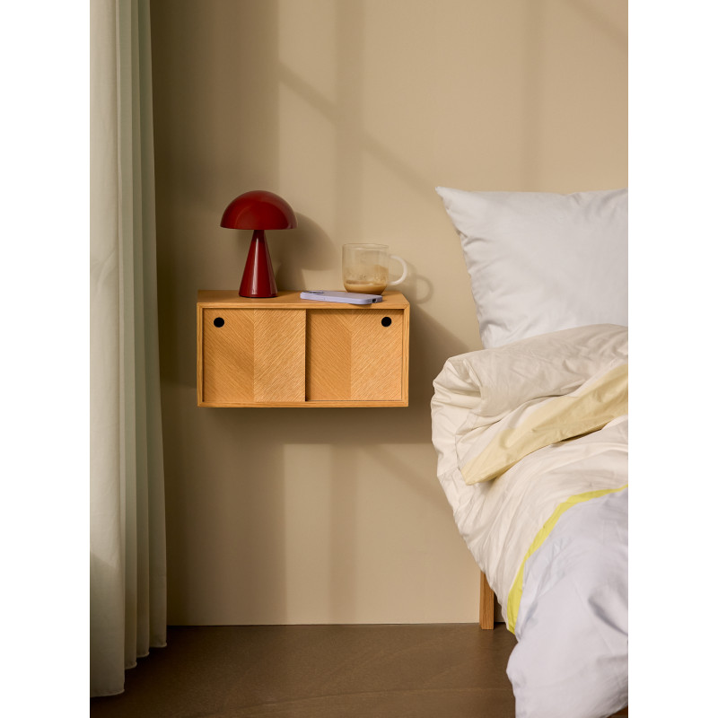 Chevet mural bois naturel portes coulissantes 40x20x20 cm Herringbone Hübsch - 4