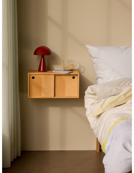 Chevet mural bois naturel portes coulissantes 40x20x20 cm Herringbone Hübsch - 4