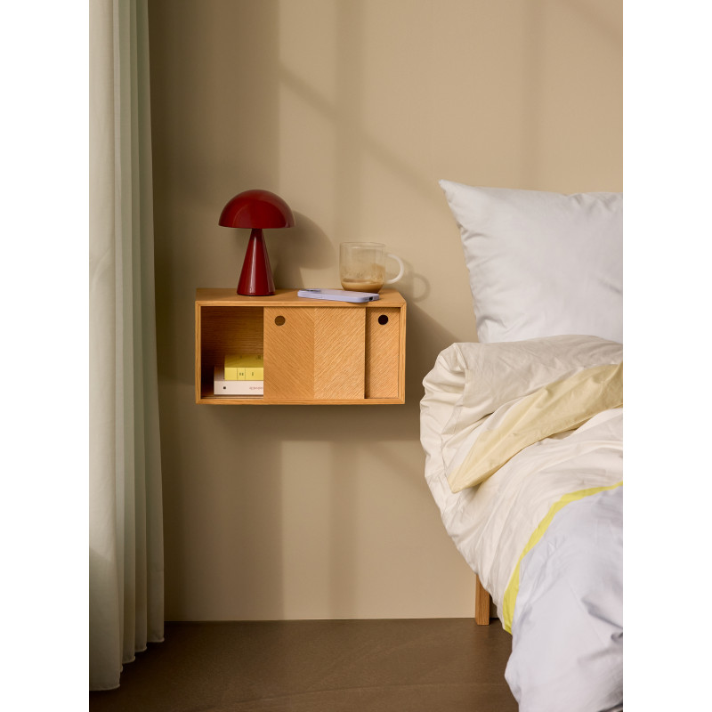 Chevet mural bois naturel portes coulissantes 40x20x20 cm Herringbone Hübsch - 3