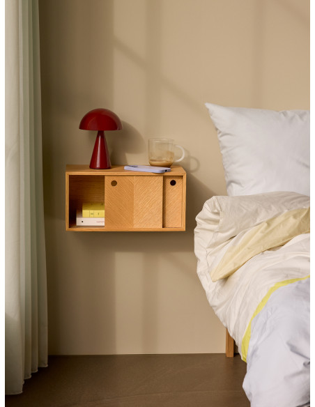 Chevet mural bois naturel portes coulissantes 40x20x20 cm Herringbone Hübsch - 3