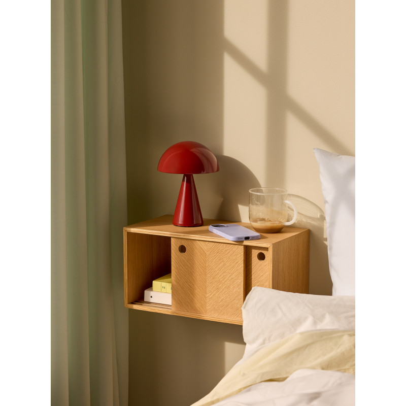 Chevet mural bois naturel portes coulissantes 40x20x20 cm Herringbone Hübsch - 2