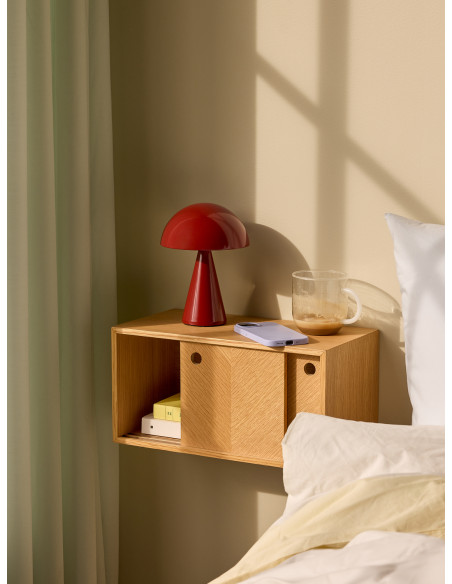 Chevet mural bois naturel portes coulissantes 40x20x20 cm Herringbone Hübsch - 2